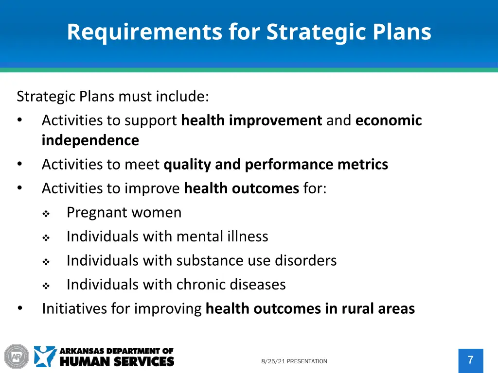 requirements for strategic plans