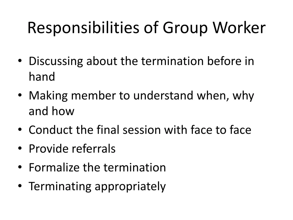 responsibilities of group worker