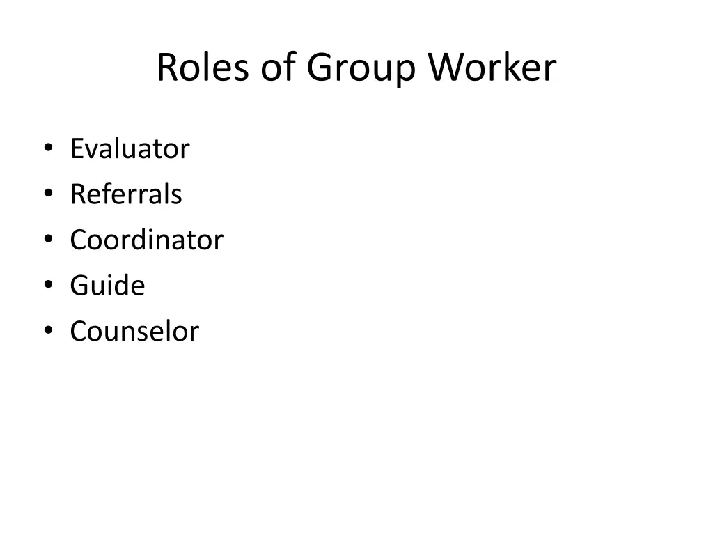 roles of group worker