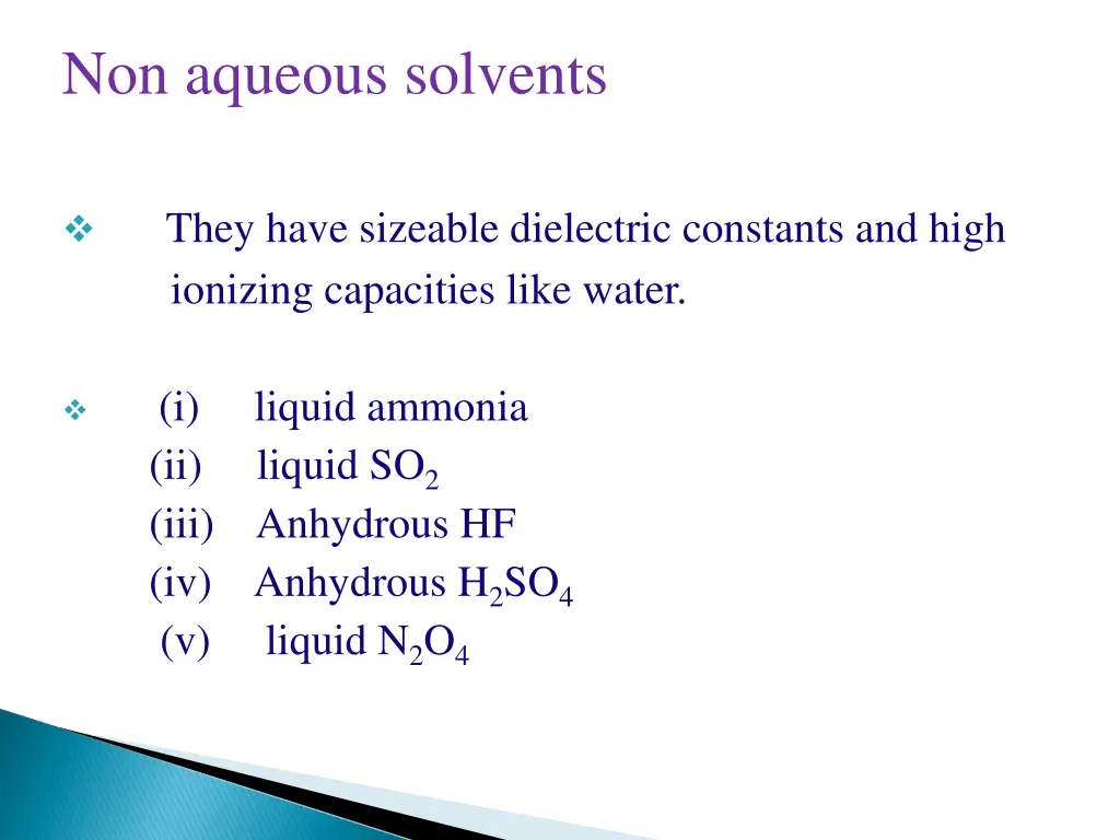 non aqueous solvents