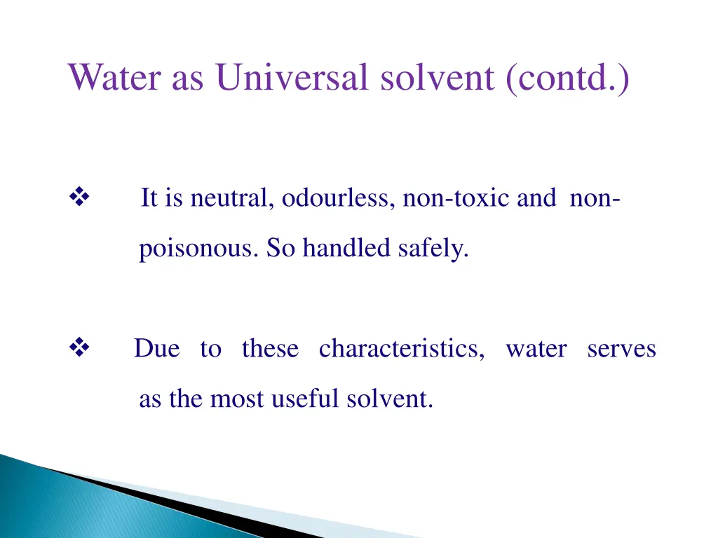 water as universal solvent contd