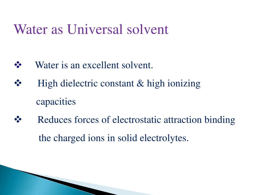 water as universal solvent