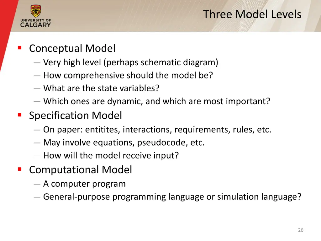 three model levels