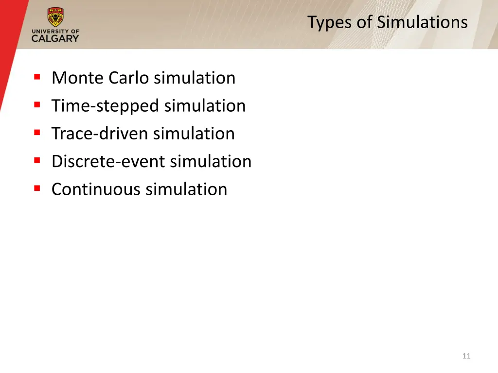 types of simulations