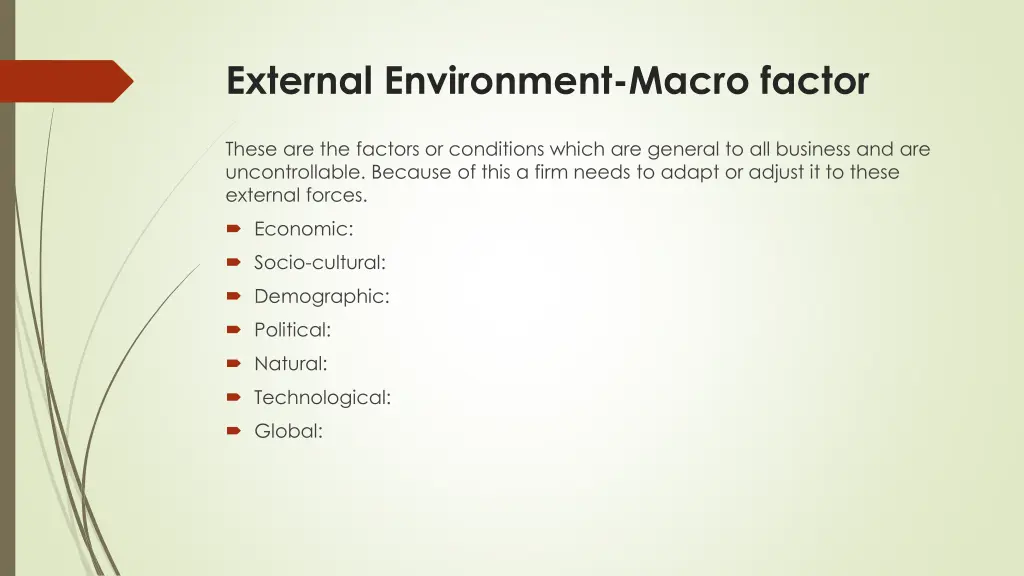 external environment macro factor