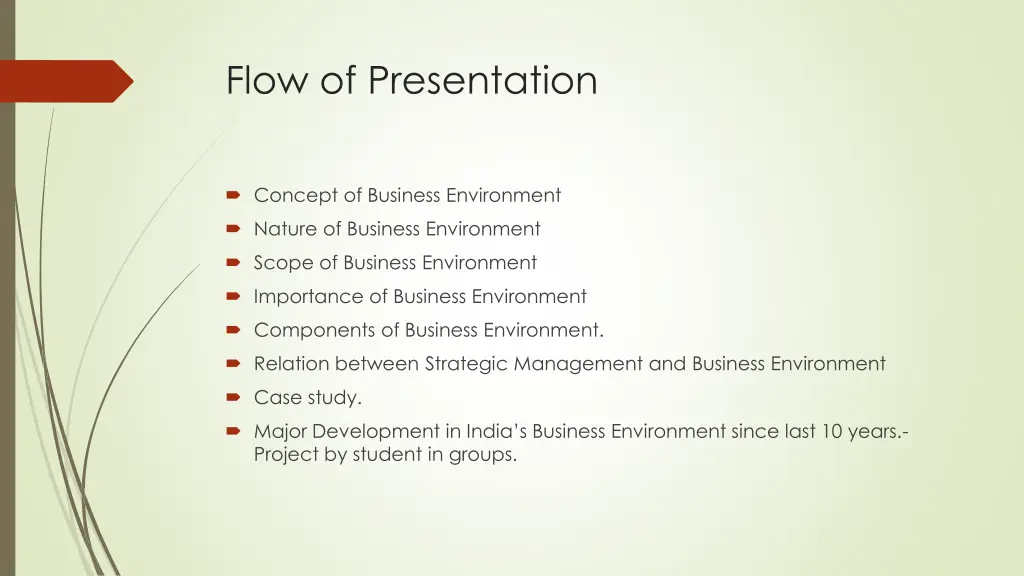 flow of presentation