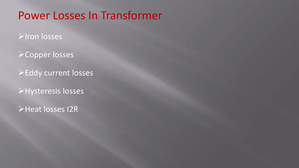 power losses in transformer