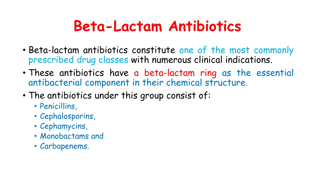 beta lactam antibiotics