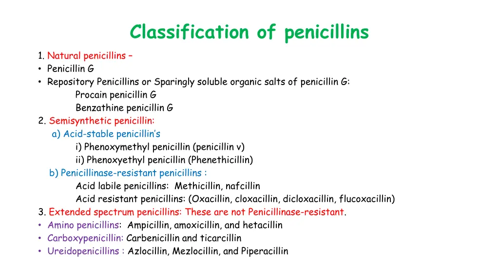 classification of penicillins