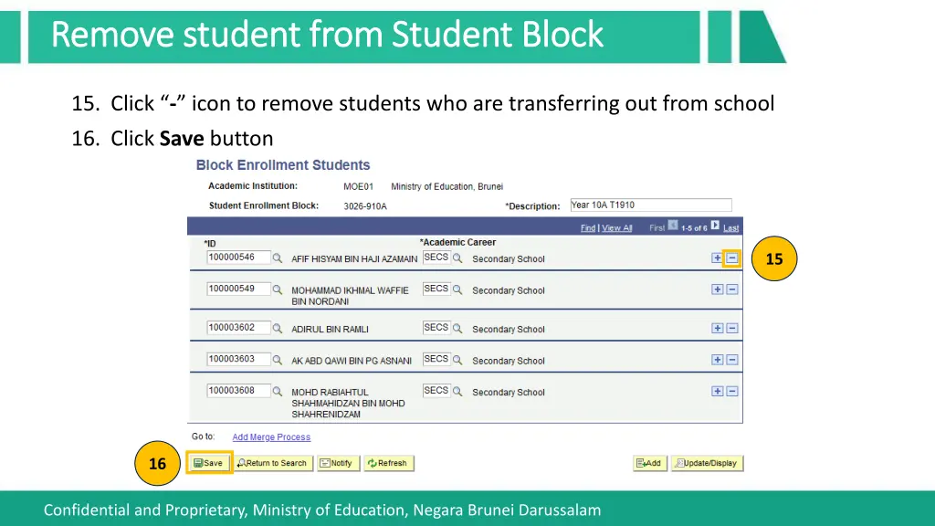 remove student from student block remove student 1