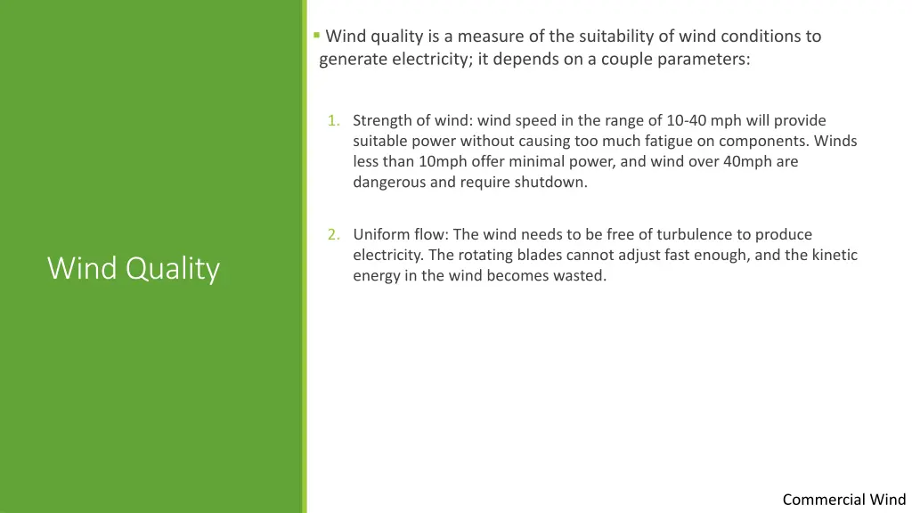 wind quality is a measure of the suitability