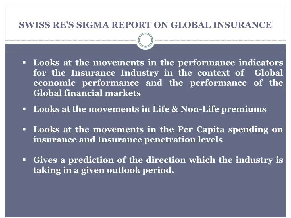 swiss re s sigma report on global insurance