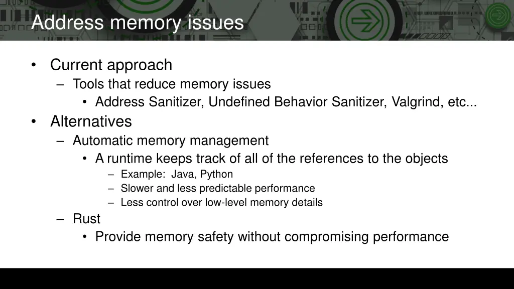 address memory issues