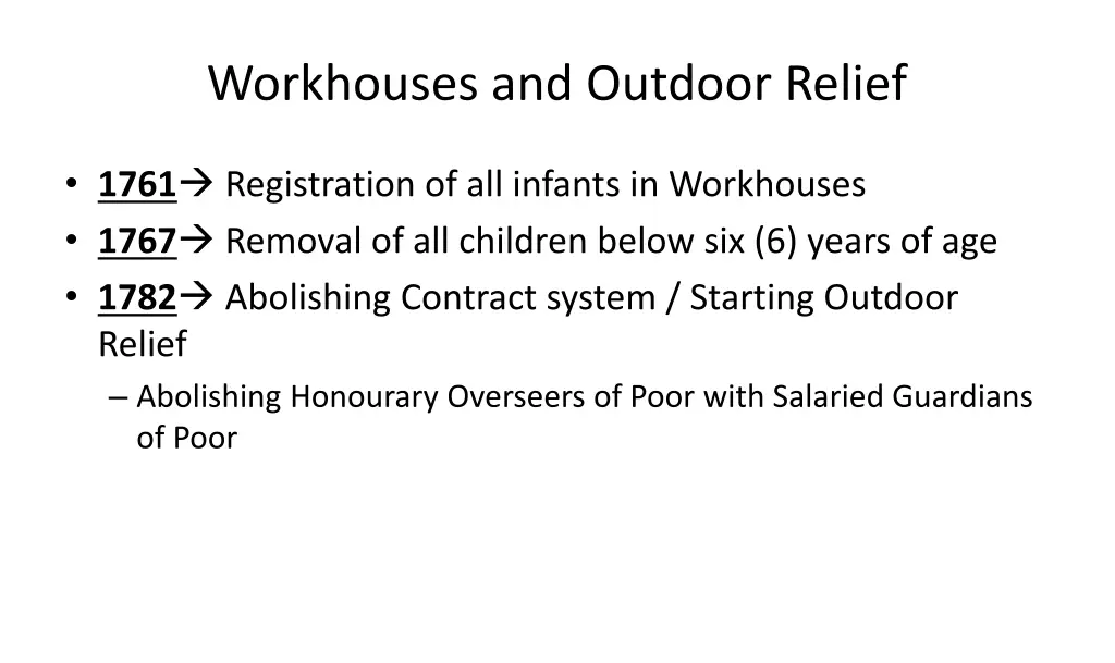 workhouses and outdoor relief