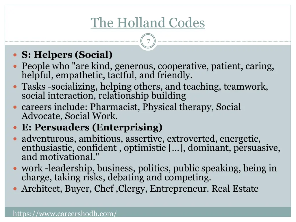 the holland codes 1