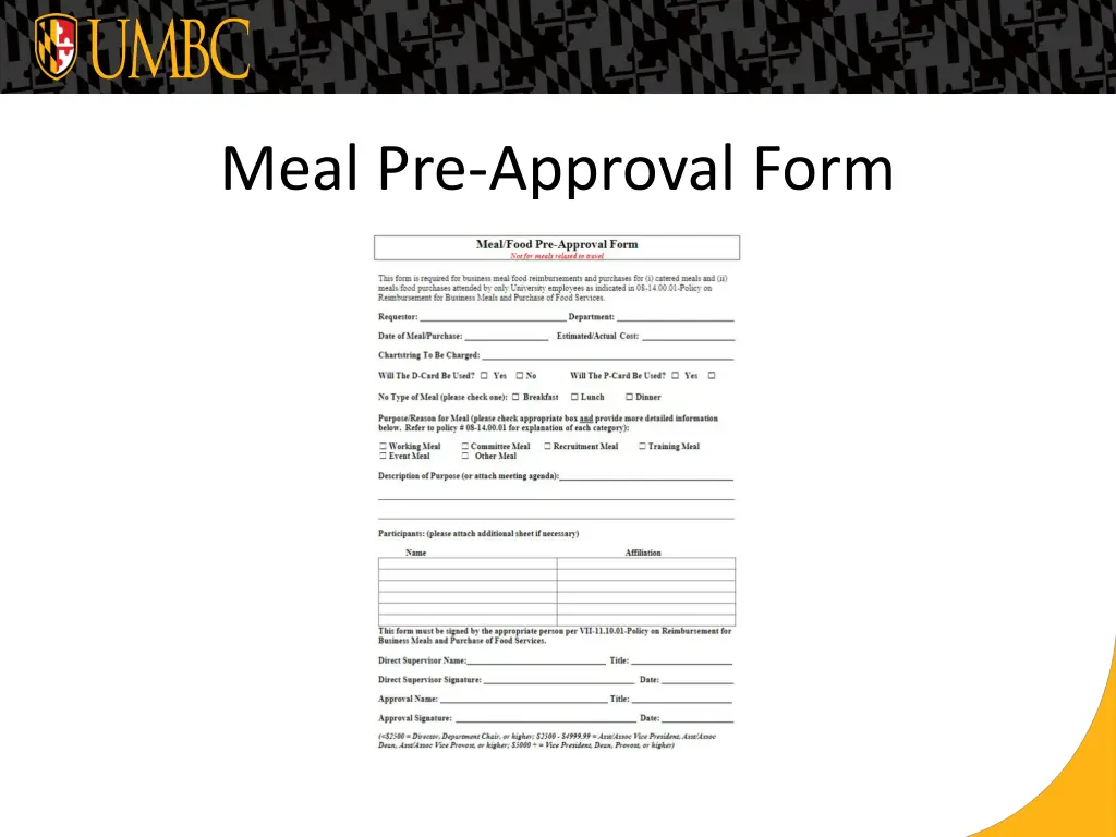 meal pre approval form