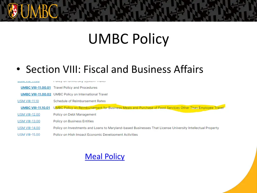 umbc policy