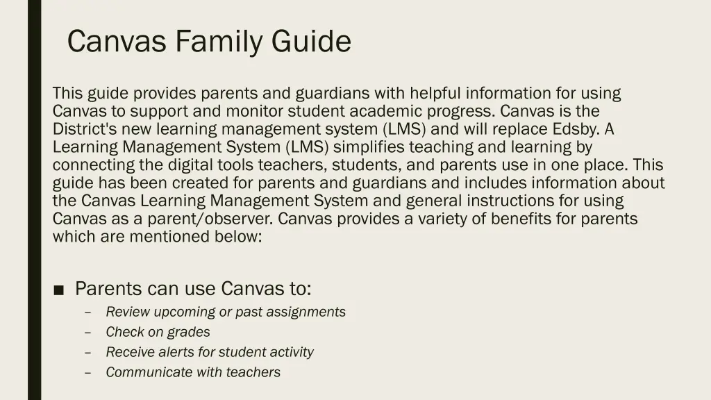 canvas family guide