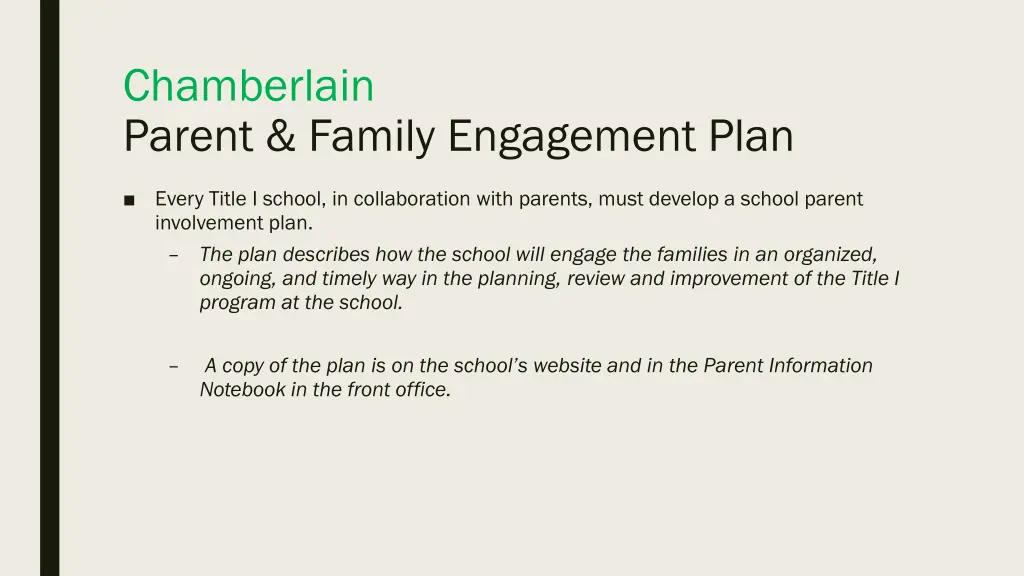 chamberlain parent family engagement plan