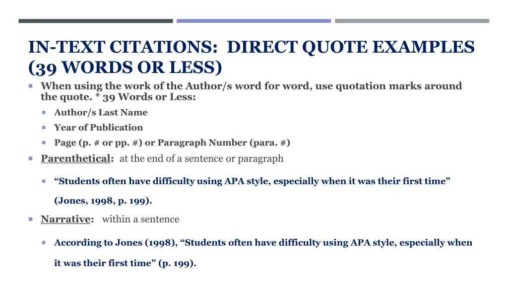 in text citations direct quote examples 39 words