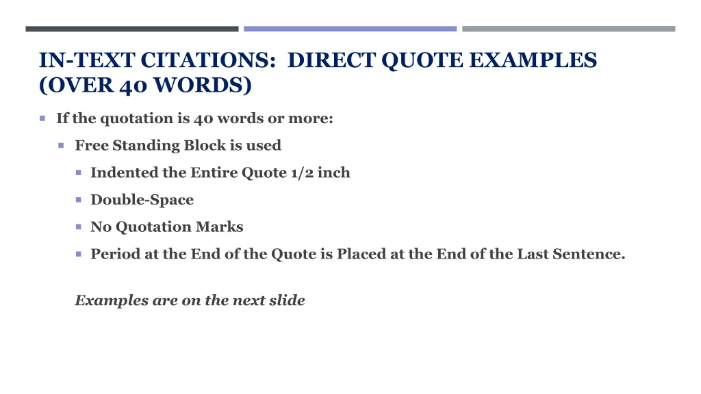 in text citations direct quote examples over