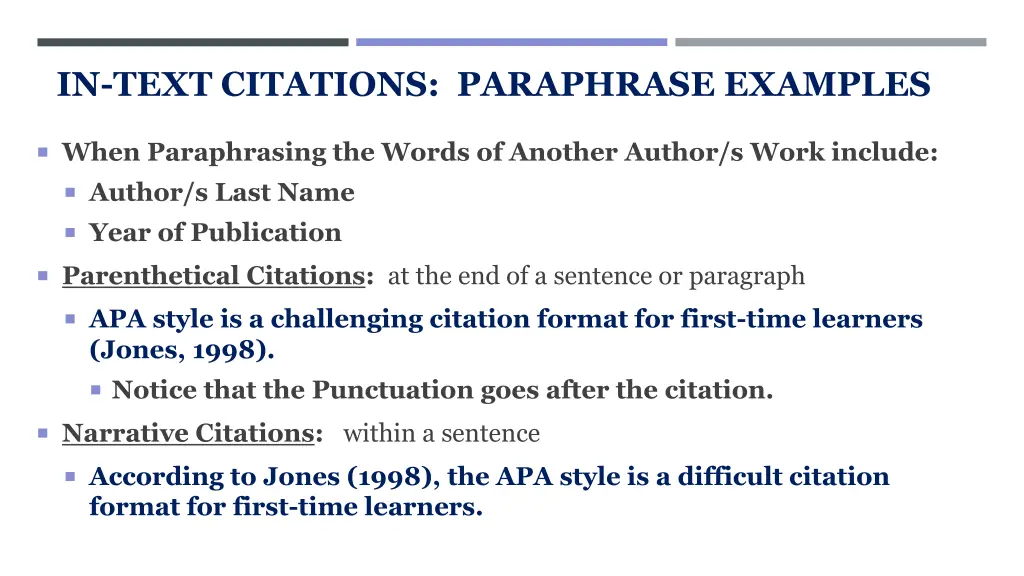 in text citations paraphrase examples