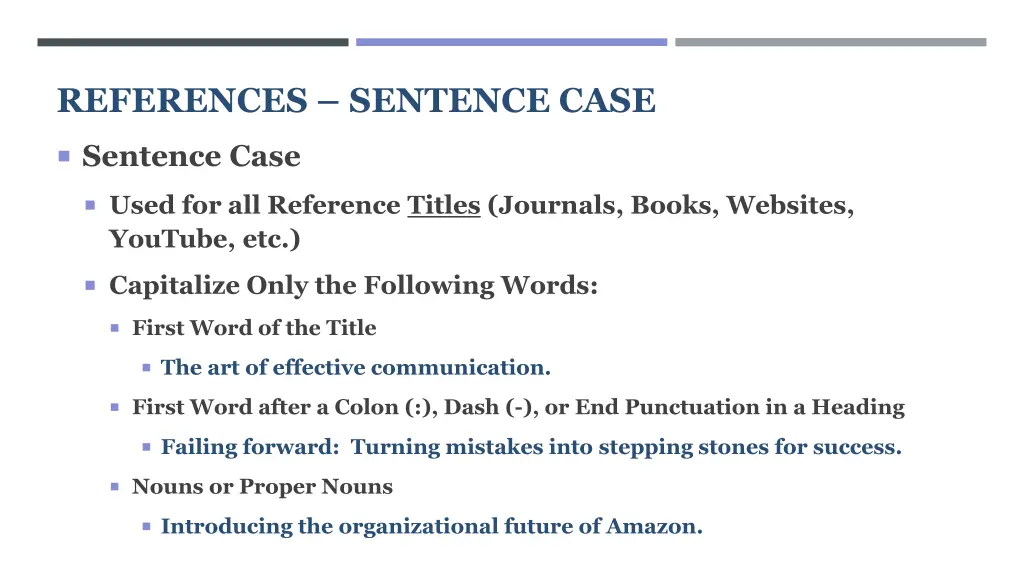 references sentence case