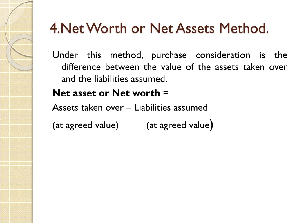 4 net worth or net assets method