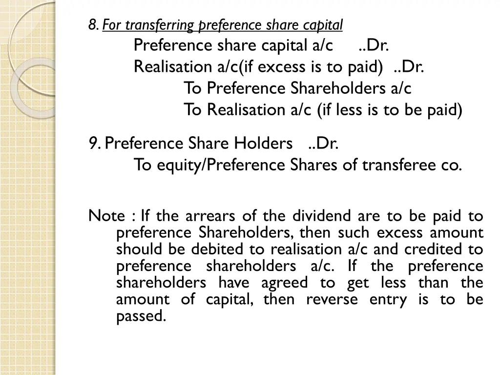 8 for transferring preference share capital