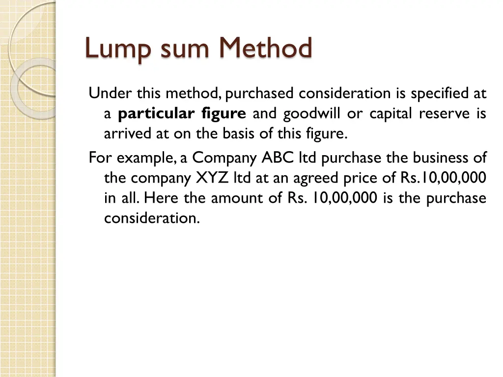 lump sum method