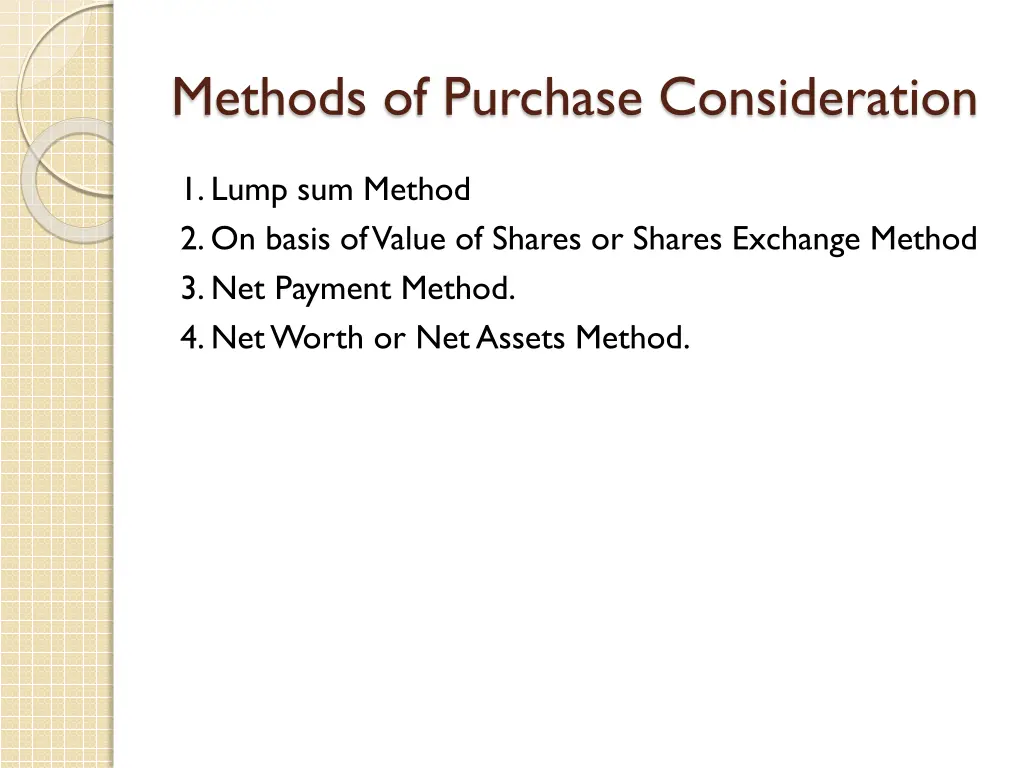 methods of purchase consideration