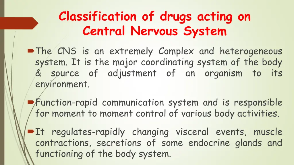 classification of drugs acting on central nervous 1