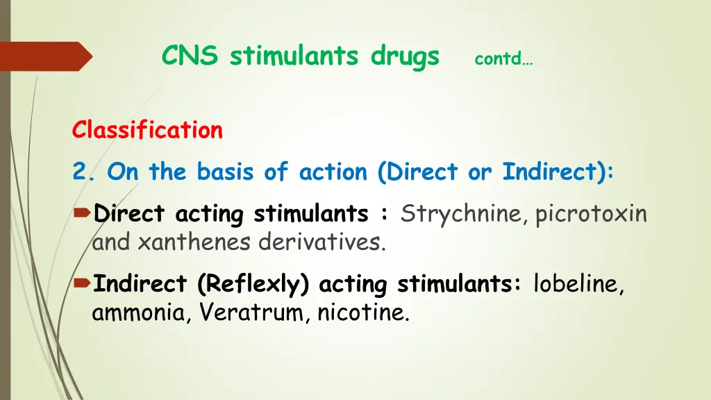 cns stimulants drugs contd