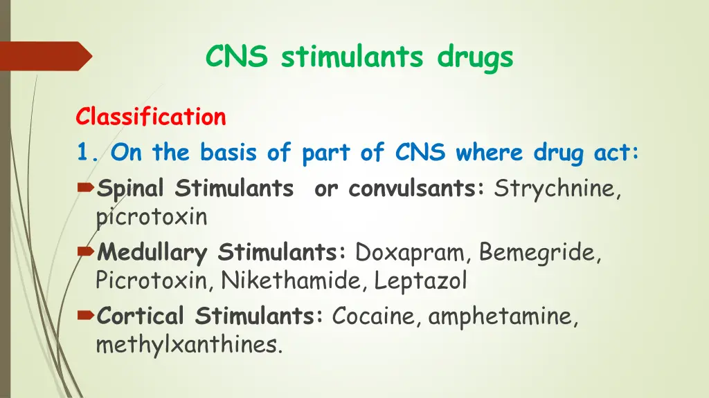 cns stimulants drugs