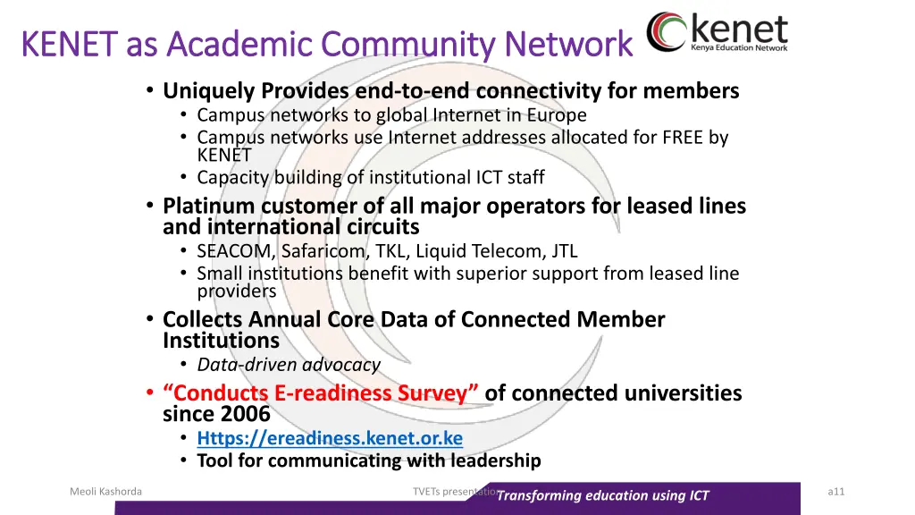 kenet as academic community network kenet