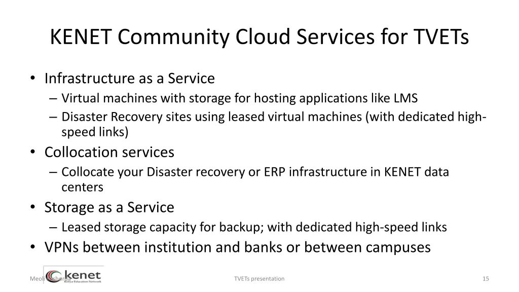 kenet community cloud services for tvets