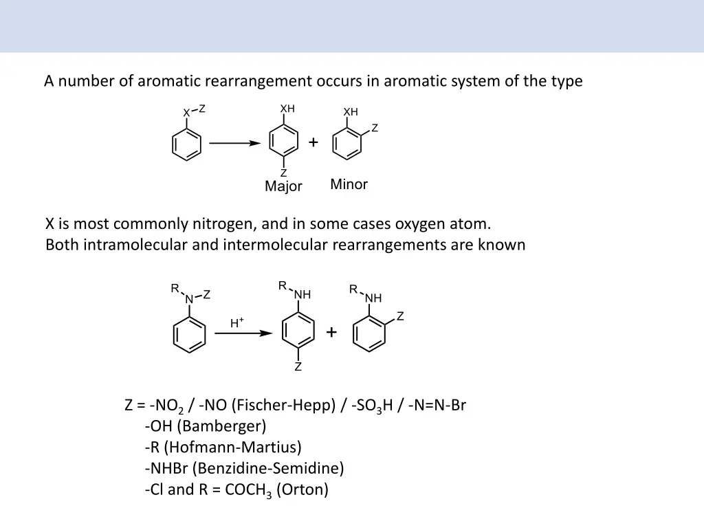 a number of aromatic rearrangement occurs