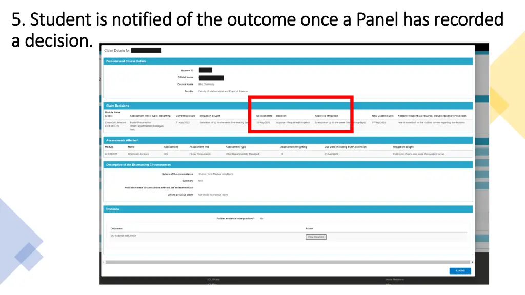 5 5 student is notified of the outcome student