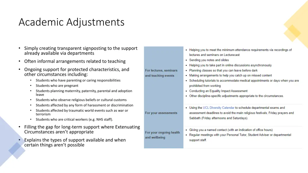 academic adjustments