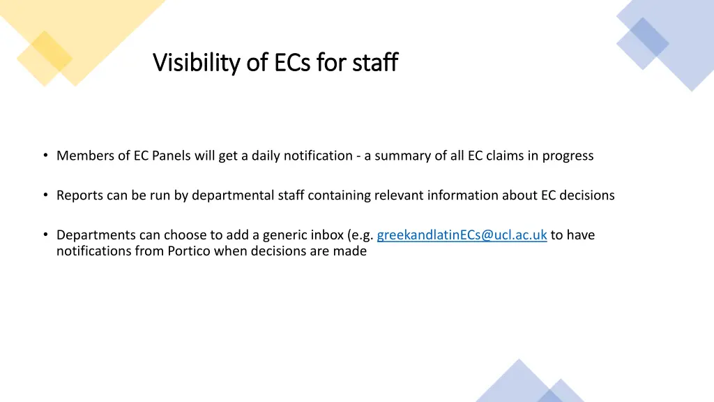 visibility of ecs for staff visibility