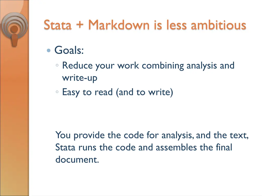 stata markdown is less ambitious