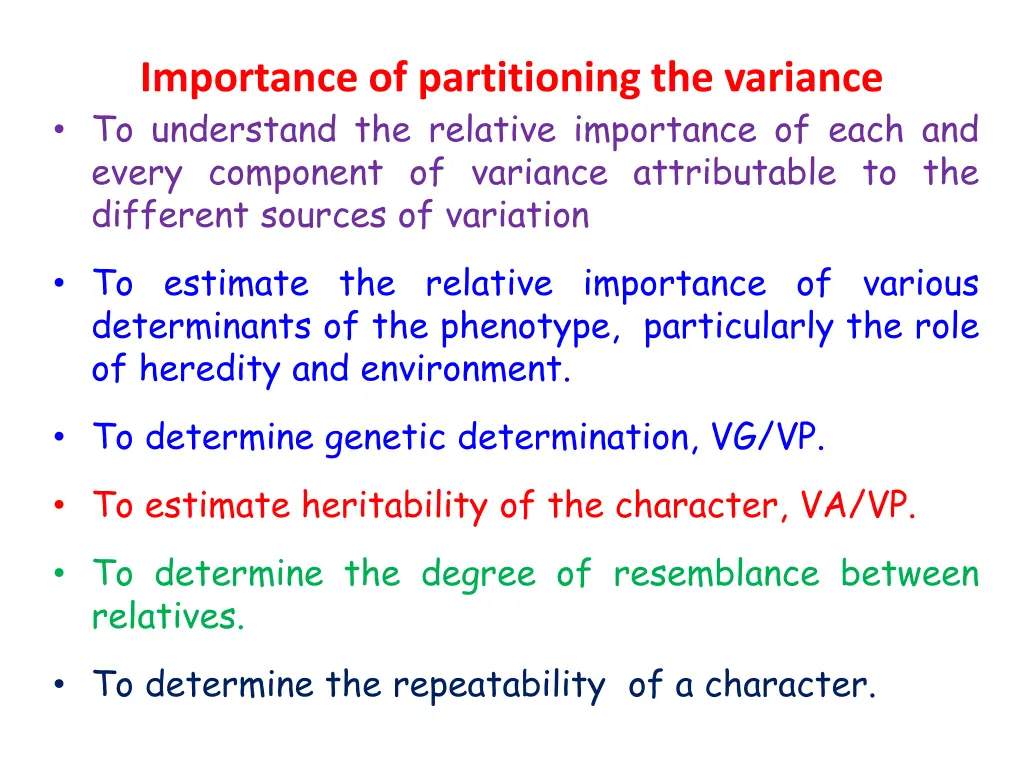 importance of partitioning the variance