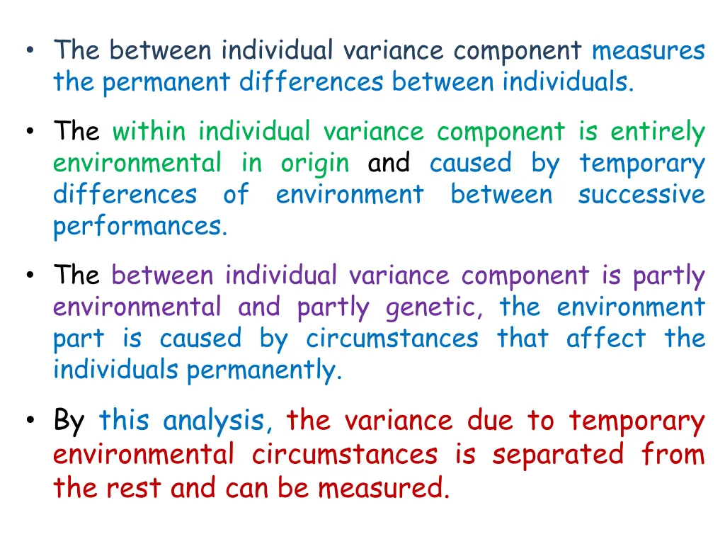 the between individual variance component