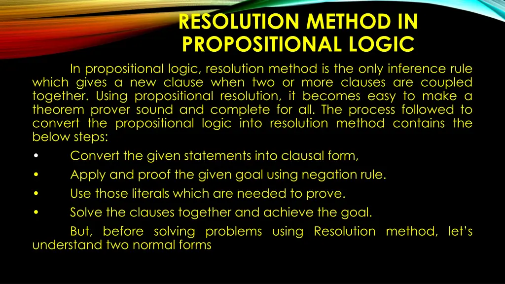 resolution method in propositional logic