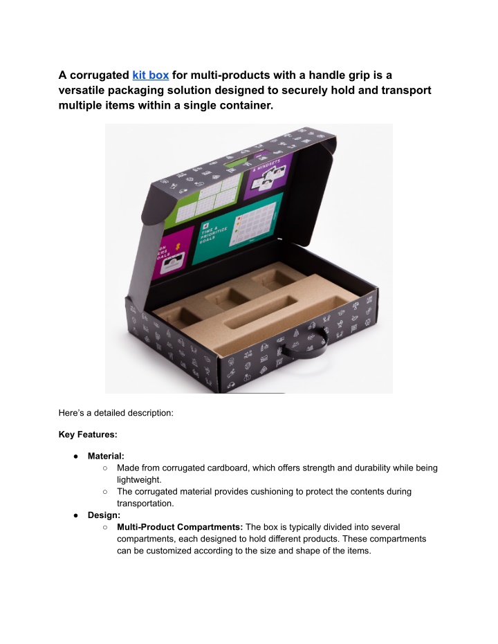 a corrugated kit box for multi products with