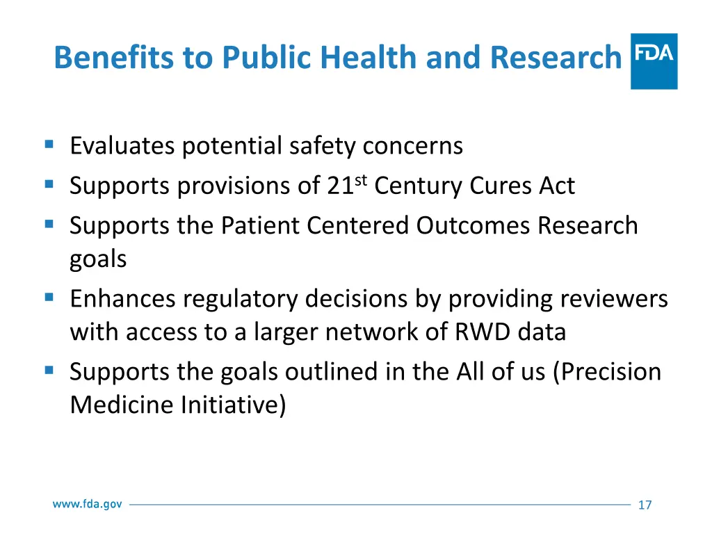 benefits to public health and research