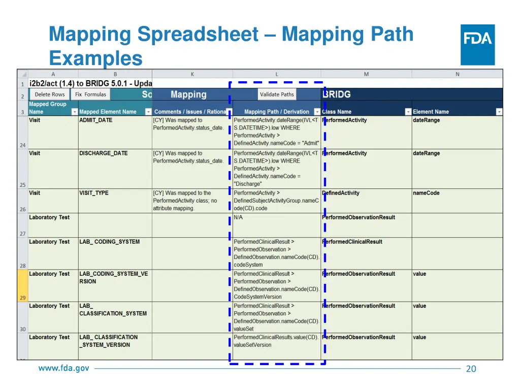 mapping spreadsheet mapping path examples