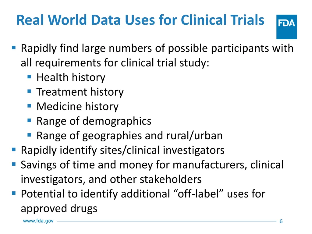 real world data uses for clinical trials