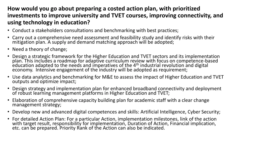 how would you go about preparing a costed action