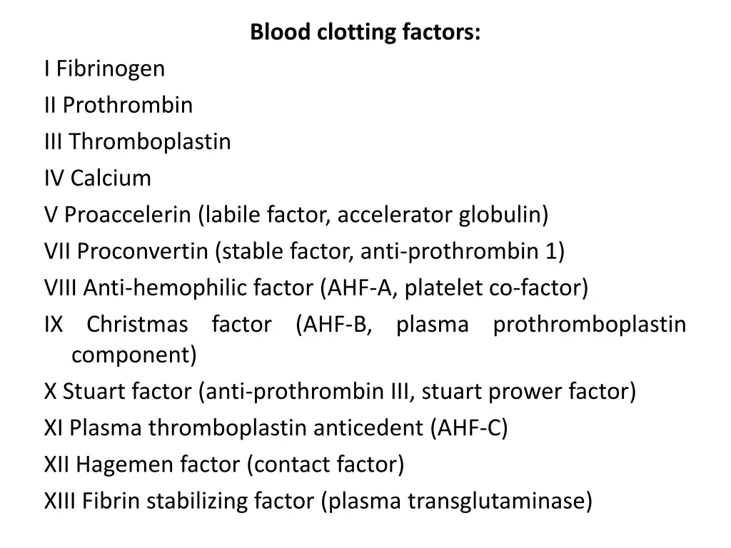 blood clotting factors